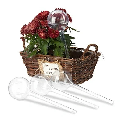 Abbildung von Relaxdays Bewässerungskugeln, 4er Set, Dosierte Bewässerung, 2 Wochen, Versenkbar, Topfpflanzen, Kunststoff, Transparent, PVC, Standard