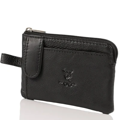 Abbildung von Matador Echt Leder Auto Schlüssel Tasche Schlüsseletui Keyring Kartenfach Geldfach Hochwertig Nappa Schlüsselanhänger Mäppchen (Black)
