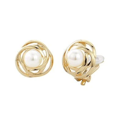 Abbildung von Traveller Ohrclip Damen weisse 10mm Perle 22kt vergoldet 113953
