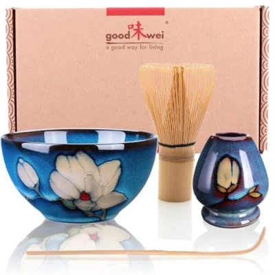 Abbildung von Goodwei Japanisches Matcha Komplett Set mit hochwertiger Teeschale (Magnolia, 80)