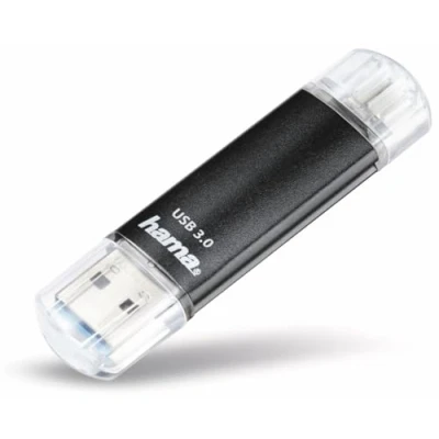 Abbildung von Hama 32GB USB Speicherstick mit 3.0 &amp; microUSB (2 in 1 Stick, z.B. für Android Handy, Tablet, Computer, Notebook, PC, Laptop, MacBook, OTG, 40MB/s) Handy Doppel Memory Stick schwarz
