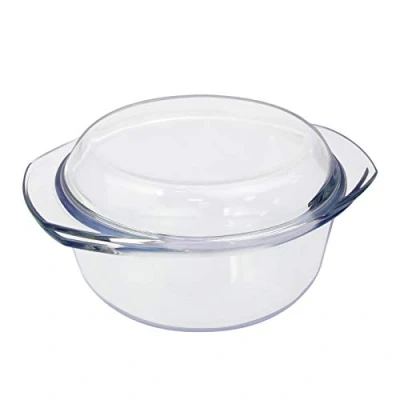 Abbildung von Auflaufform Glas mit Deckel, 2.5L 20cm Mikrowellengeschirr Glasdeckel, Rund, Ofenfest