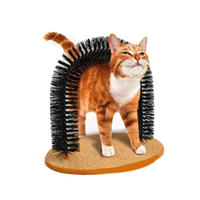 Abbildung von MINGZE Arch Cat Groom Selbstpflege Katzenspielzeug Self Groomer, Massagegerät und Katzenkratzer, Scratching Kitten Massieren Pet Grooming Borsten Groomer Spielzeug Perfekt zum Spielen