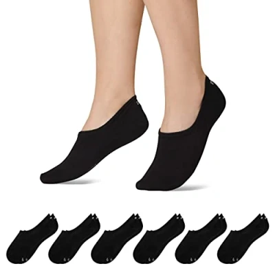 Abbildung von Snocks ® Herren &amp; Damen Unsichtbare Sneaker Socken (6x Paar) Extra Großes Silikonpad Verhindert Verrutschen 6x Schwarz, 43 46
