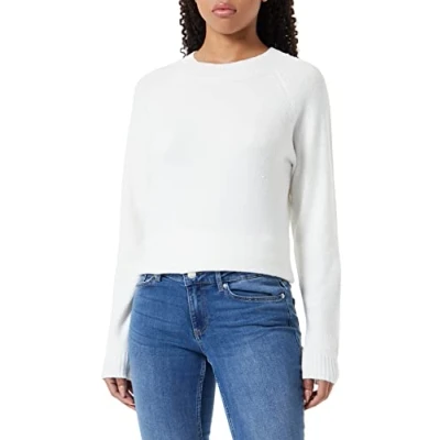 Abbildung von VERO MODA Strick Pullover Meliert Basic Rundhals Jumper Langarm Sweater Regular Fit RIPP Raglan VMDOFFY