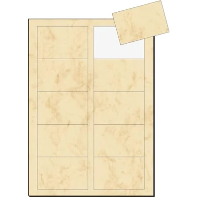 Abbildung von SIGEL DP744 bedruckbare Visitenkarten marmoriert beige, 100 Stück = 10 Blatt, glatter Schnitt rundum, 85x55 mm