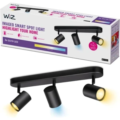 Abbildung von WiZ Tunable White Imageo 3er LED Spot, Leuchte mit warm bis kaltweißem dimmbarem Licht, smarte Lichtsteuerung über WLAN per Stimme/App, schwarz