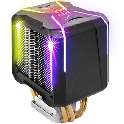 Abbildung von EMPIRE GAMING GUARDIAN V201 Prozessorlüfter für Gamer PC Aluminium Kühler 4 Wärmerohre aus Kupfer Heatpipes Adressierbarer Lüfter RGB CPU DIY Gamers Geräuscharme Wärmeableitung Intel und AMD