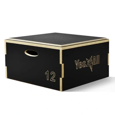 Abbildung von Yes4All TB07 3 in 1 Plyo Box aus Holz mit rutschfester Oberfläche, 30,5 cm H, Plyometric Plattform für Sprungtraining, Jump Boxes Home Gym Übung und Outdoor Workout, Schwarz