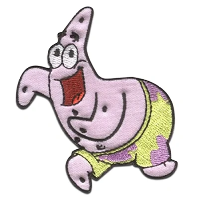 Abbildung von Comercial Mercera SpongeBob Schwammkopf Patrik Sternenrodiert Anwendung Stoffmarke Patch Größe: 5 x 7,1 cm