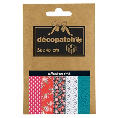 Abbildung von Decopatch Décopatch DP002O Packung Décopocket mit 5 Papierbogen (30 x 40 cm) (gefaltet, 13 9,5 cm, praktisch zum Transportieren und einfach Verwenden) 1 Pack farbig sortiert