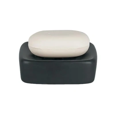 Abbildung von Spirella Seifenschale Steinoptik dekorative Badausstattung Seifenablage RETR Maße: 11 x 3 cm Schwarz matt