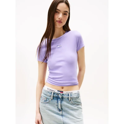 Abbildung von Tommy Jeans TJW SLIM Badge TEE Tshirt basic, Damen, Größe: 32, Purple tonal
