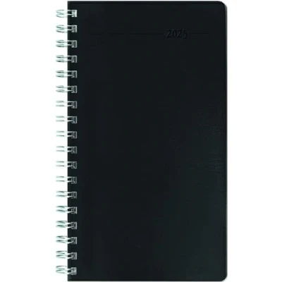 Abbildung von Zettler Slimtimer Ringbuch 2025 schwarz, 9x15,6cm, Taschenkalender mit 128 Seiten, 1 Woche auf 2 Adressteil, Ringbindung, Monatsübersicht, Mondphasen und deutsches Kalendarium
