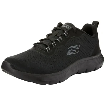 Abbildung von Skechers Damen Flex Appeal 5.0 Low Top Sneaker, Schwarzes Netzgewebe mit grauem Rand, 37.5 EU