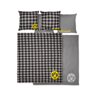 Abbildung von Borussia Dortmund BVB Wendebettwäsche (200 x 220), Baumwolle, schwarz grau