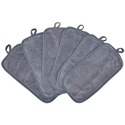 Abbildung von BloomSesame Abschminktuch aus Mikrofaser Wiederverwendbar Gesichtsreinigungstuch Make Up Entferner Tuch Grau（6 x 12inch 6 Stück）