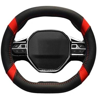 Abbildung von Mayco Bell Mikrofaser Leder Auto Lenkradbezug Fit für Peugeot 206 207 208 2016 2019 508 e (rot)