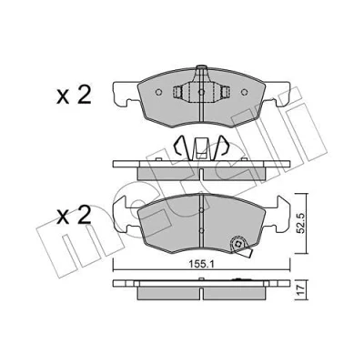 Abbildung von metelligroup 22 1034 0 Bremsbeläge, Made in Italy, Ersatzteile für Autos, ECE R90 zertifiziert, Kupferfrei