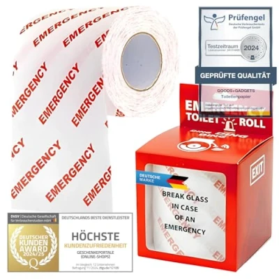 Abbildung von Notfall Klopapier FUN WC Toilettenpapier im Scheibe einschlagen Emergency Papier; Zum Lachen auf dem Örtchen!