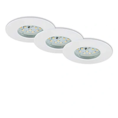 Abbildung von BRILONER Leuchten LED Einbauleuchten, 3er Set, Deckenlampen dimmbar, je 6,5 Watt, 570 Lumen, 3.000 Kelvin, IP44, Weiß, 75x28mm (DxH), 7295 036