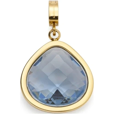 Abbildung von JEWELS BY LEONARDO Anhänger Clip &amp; Mix Juvinga, Ketten aus goldfarbenem Edelstahl, blauer Glasstein in abgerundeter Dreiecksform, Schmuck Geschenk für Frauen, 024425