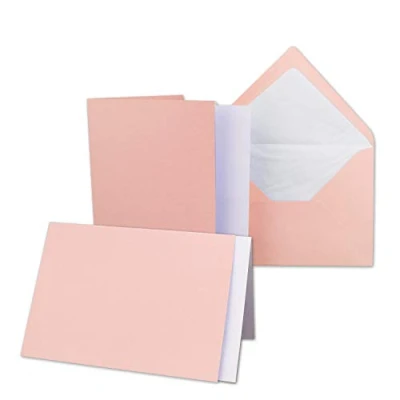 Abbildung von 25 x Kartenpaket mit gefütterten Brief Umschlägen und Einleger gerippt DIN A6/C6 Altrosa 10,5 14,8 cm Nassklebung NEUSER PAPIER