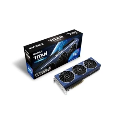 Abbildung von SPARKLE Intel Arc A770 Titan OC Edition, 16 GB GDDR6, ThermalSync, zerrissene Kühlung, Axiallüfter, Metall Rückplatte, SA770T 16GOC
