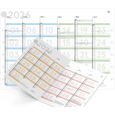 Abbildung von weekview Tafelkalender 2026 KW optimiert A4 &quot;farbig&quot;, Tafelplaner mit Ferien &amp; Feiertagen, Jahreskalender, Wandkalender DIN 12 Monate klarer Kalenderwoche
