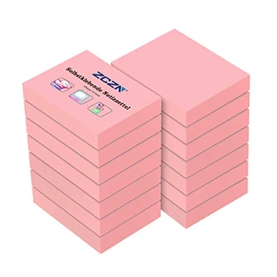 Abbildung von ZCZN 14 Blöcke Haftnotizen rosa, kleine Klebezettel 51 x 38 mm, Sticky Notes 100 Blatt pro Block für Schule, Zuhause, Büro