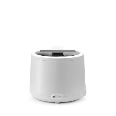 Abbildung von HENDI Suppenkessel, UNIQ, mit Wassersensormodul, Bain Marie Heizung, Suppenwärmer, Buffet Wärmer, 8L, 220V, 500W, ø366x(H)325mm, Edelstahl, PP, weiß