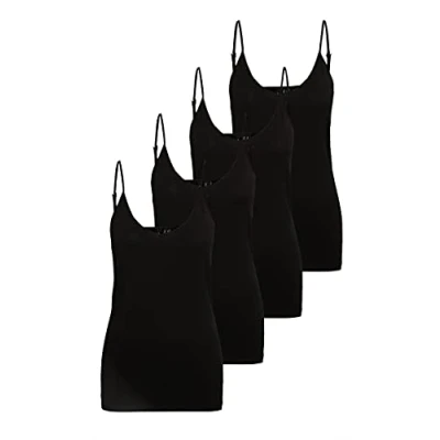 Abbildung von VERO MODA Damen VMMAXI My Soft V Singlet GA 4PACK 10247491. Black/Black &amp; Black Black. XL