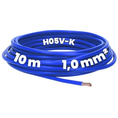 Abbildung von Kalitec 10 Meter H05V K 1 mm² dunkelblau Verdrahtungsleitung I Aderleitung flexibel PVC Einzelader Litze 1mm2 Verdrahtung feindrätig Einzelleitung Kabel eindrähtig Schaltdraht