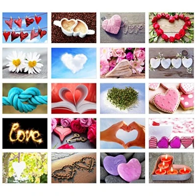 Abbildung von Set 20 Postkarten mit Herz Motiven zur Hochzeit Geschenkidee Hochzeitsspiel Liebe Valentinstag Geburtstag Danke