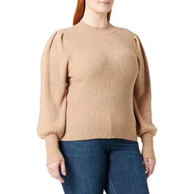 Abbildung von ONLY Damen Onlkatia L/S Highneck Knt Noos Pullover, Toasted Coconut, L EU