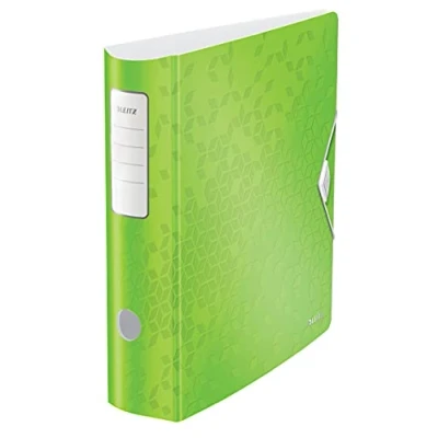 Abbildung von Leitz Qualitäts Ordner 180 Active WOW, 5er Pack, A4, breit, Abgerundeter Rücken, 8,2 cm Gummibandverschluss, Leichtes Polyfoam, Plastik Ordner, WOW Serie, Grün, 11060054