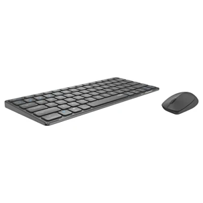 Abbildung von Rapoo 9600M kabelloses Tastatur Maus Set Wireless Deskset 1300 DPI Sensor wiederaufladbarer Akku flaches Aluminium Design DE Layout QWERTZ PC &amp; Mac dark grey
