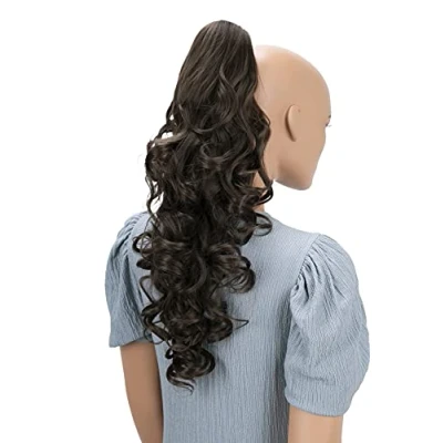 Abbildung von CAISHA 50cm Haarzopf Sarah Haarteil mit Butterflyklammer Pferdeschwanz Haarverlängerung Voluminös Gewellt Braun H53