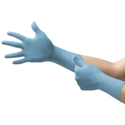 Abbildung von Ansell TouchNTuff 92 670 Nitril Einweghandschuhe Puderfrei, Professionelle Schutzhandschuhe für Chemie und Mechanik, Lebensmittel Einmalhandschuhe, Latexfrei, Blau, Größe XL (100 Handschuhe)