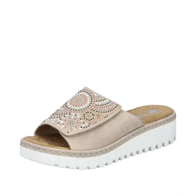 Abbildung von Rieker Pantolette, Sommerschuh, Strandschuh, Hausschuh mit regulierbarem Klettverschluss