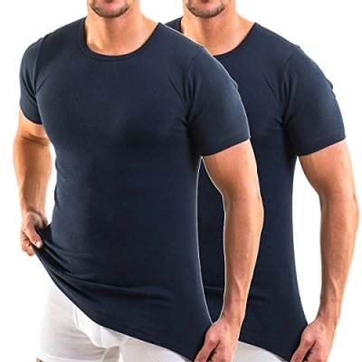 Abbildung von HERMKO 3840 2er Pack Herren Kurzarm Shirt (Weitere Farben), 100% Bio Baumwolle, Größe:D 7 = EU XL, Farbe:Marine