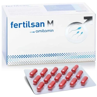 Abbildung von amitamin Fertilsan M, 90 Kapseln, Apothekenqualität, hochdosierte 13 Mikronährstoffe zur Unterstützung der männlichen Fruchtbarkeit u Spermienproduktion für Ihren Kinderwunsch, Vegan
