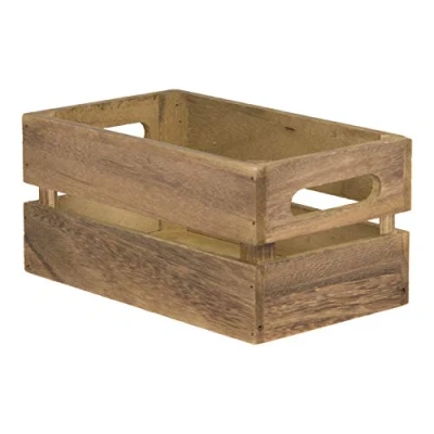 Abbildung von Securit Vintage Mini Holzkiste Tisch Caddy 14,1 x 24,1 cm Aufbewahrungsbox Gewürzhalter Utensilienhalter Organizer