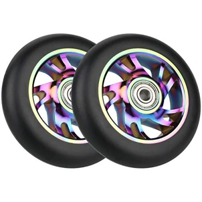 Abbildung von VOKUL 100mm Scooter Ersatzräder Pro Neo Rädern mit ABEC 9 Lager, 100 x 24mm Reifen Kick Roller Räder Passend für Apollo/Cox/Fuzion und der meiste Freistil Roller, Paar