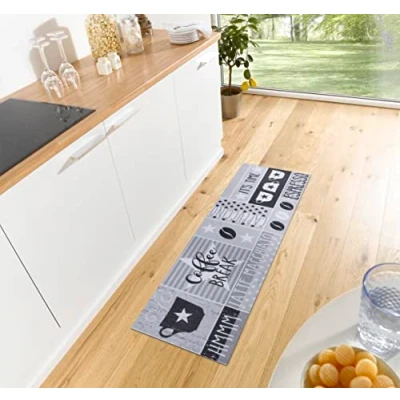 Abbildung von Hanse Home Cook &amp; Clean Küchenläufer Küchenteppich Coffee Espresso Motiv Teppichläufer rutschfest Pflegeleicht Teppich Läufer für Küche, Flur, Eingangsbereich, Esszimmer 50x150cm