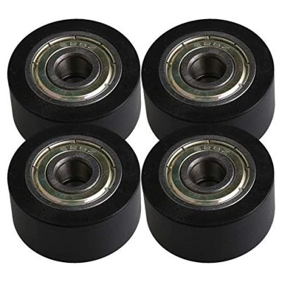 Abbildung von BQLZR 32x8x16MM Schwarz 608ZZ Lager Flache Nut Kugellager Führungsrolle Räder Rolle 149 KG Tragende Möbelrolle Packung mit 4