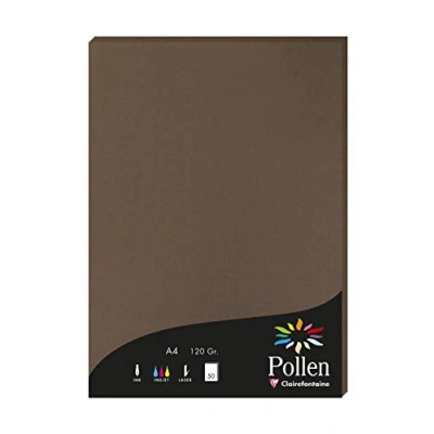 Abbildung von Clairefontaine 4292C Packung mit 50 Karten Pollen 120g, DIN A4, 21 x 29,7cm, Braun