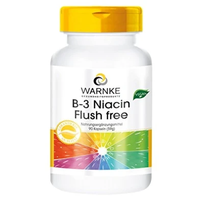Abbildung von B3 Niacin Flush Free 90 Kapseln Nicotinamid hochdosiert 400mg Ohne vegan Warnke Vitalstoffe Deutsche Apothekenqualität