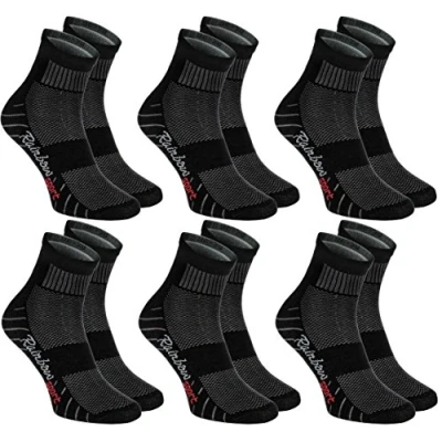 Abbildung von Rainbow Socks Damen Herren Bunte Baumwolle Sport Socken 6 Paar Schwarz Größen 36 38