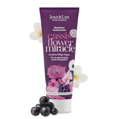 Abbildung von Jean &amp; Len Mystische Duschcreme Cassis Weiße Blüte, reinigt die Haut sanft und schonend, für trockene Haut, sinnlicher Duft nach Jasminblüte, ohne Parabene Silikone, vegan, 250 ml